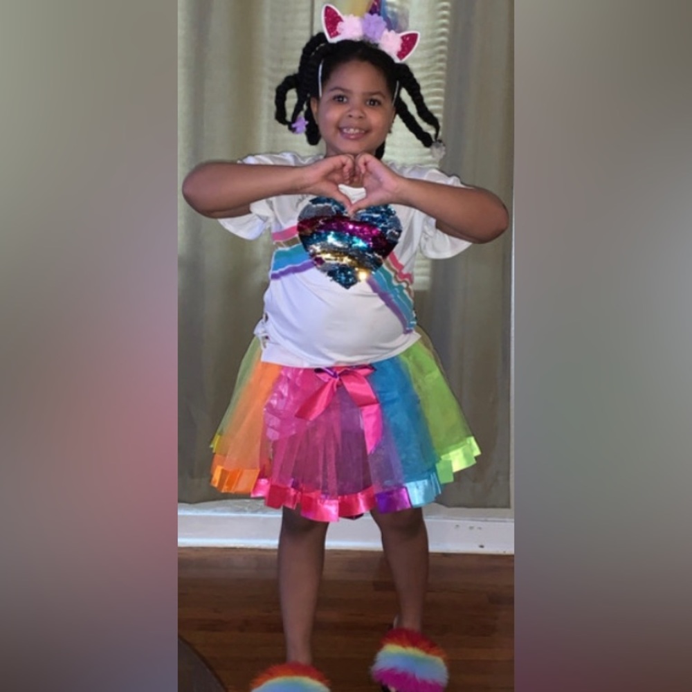 Multi color tutu with unicorn headband